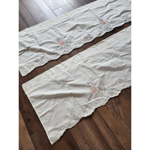 Handmade Valance Cross Stitch Curtains Set of 2‎ - 58.5" x 14.5" - Picture 3 of 7